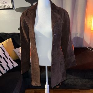 Brown leather vintage coat jacket